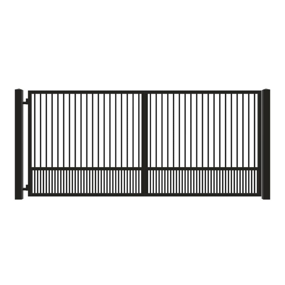 Unbranded Driveway Gate — Swing, Side, Square, Puppy, Black — 166"W x 72"H (1)