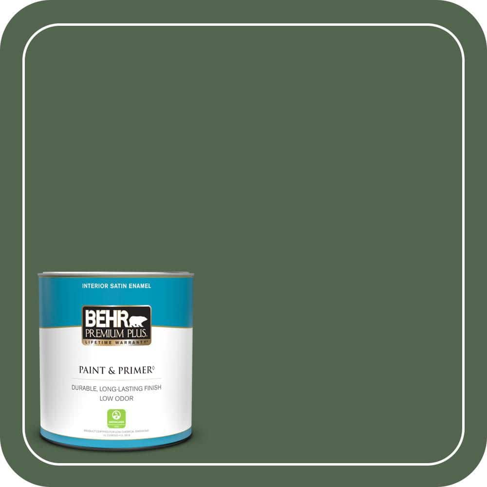 BEHR PREMIUM PLUS #S410-7 Equestrian Green Interior/Exterior Paint & Primer Color Sample (1)