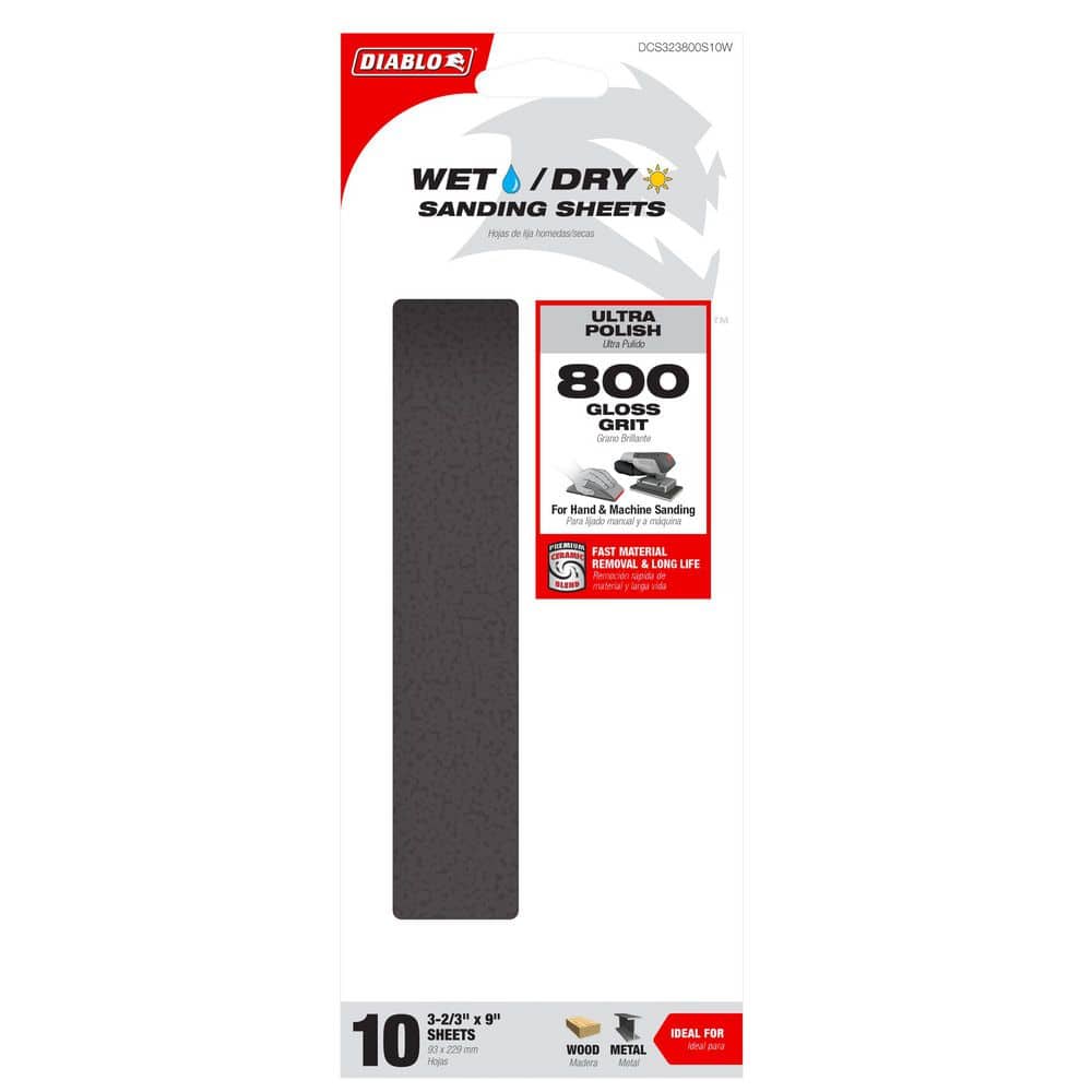 DIABLO 3-2/3 in. x 9 in. 800 Grit Ultra Polish Wet/Dry Sanding Sheet (10-Pack) (3)