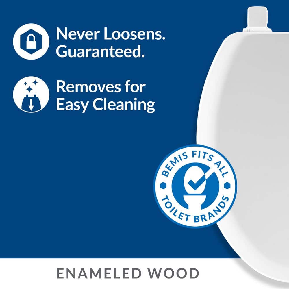 BEMIS Richfield Elongated Enameled Wood Never Loosens and Removes for Easy Cleaning Toilet Seat in Bone (3)