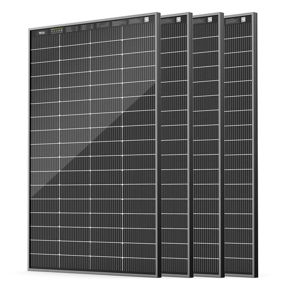 HQST 4-Piece Bifacial 200-Watt N-Type 16BB Monocrystalline Solar Panel 800-Watt Compact Lightweight Backup Power for RV Cabin