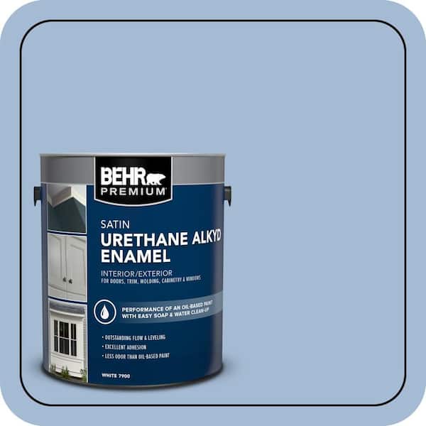 BEHR PREMIUM 1 gal. #M530-3 Perennial Blue Urethane Alkyd Satin Enamel Interior/Exterior Paint (2)