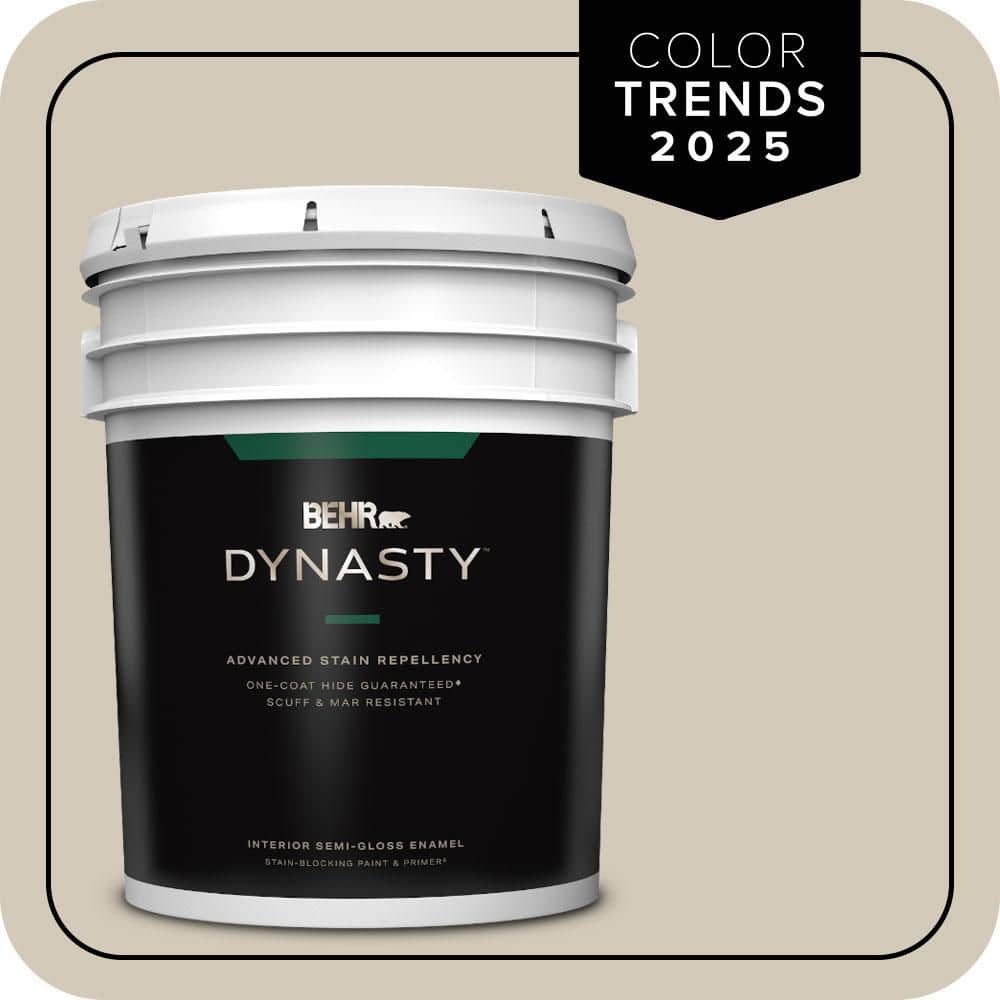 BEHR DYNASTY 5 gal. Designer Collection #DC-010 Even Better Beige Semi-Gloss Enamel Interior Stain-Blocking Paint & Primer