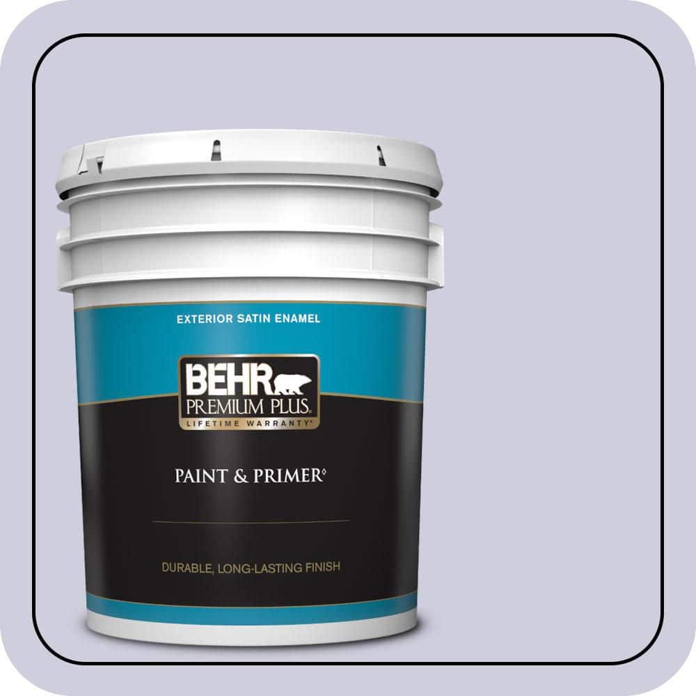 BEHR PREMIUM PLUS 5 gal. #640C-2 Lavender Sparkle Satin Enamel Exterior Paint & Primer