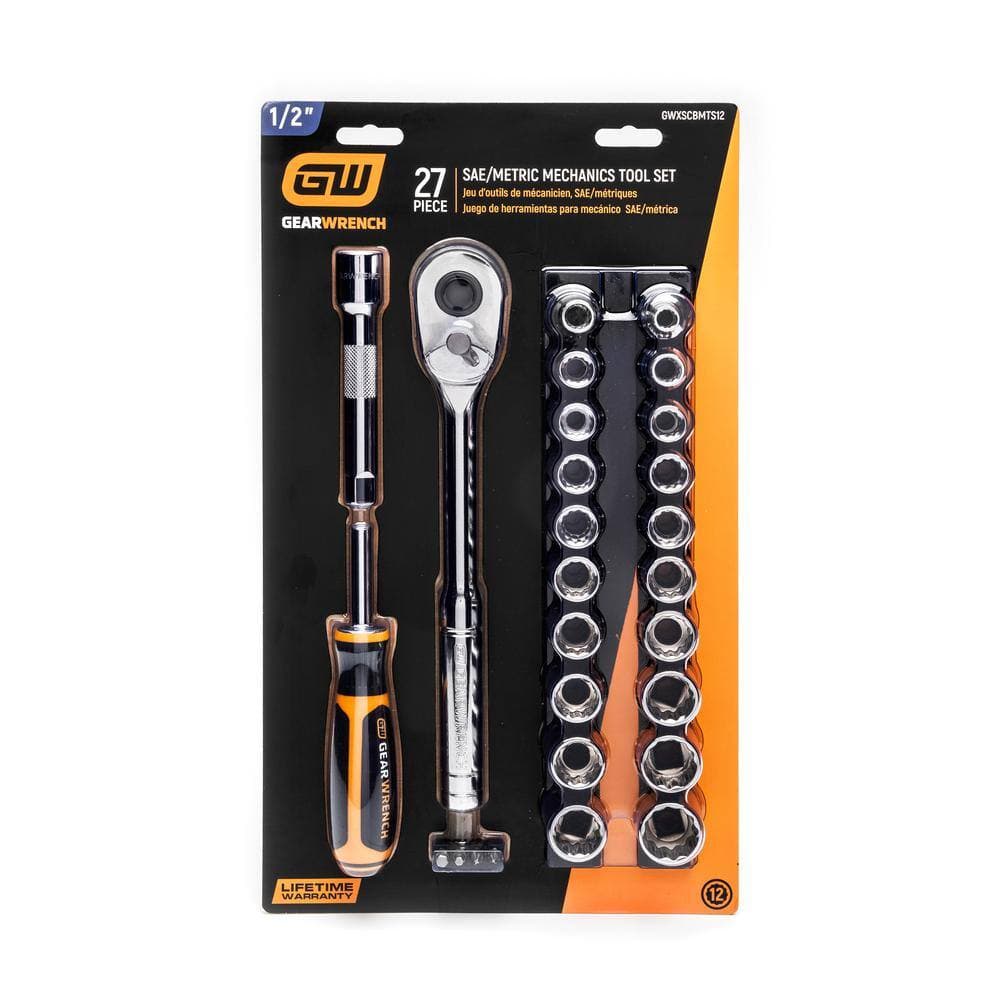 GEARWRENCH 1/2 in. Drive SAE/MM Mechanics Hand Tool Set (27-Piece) (3)