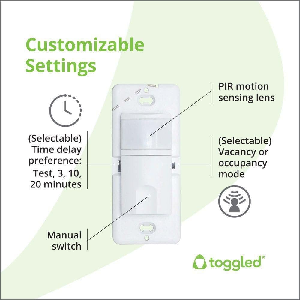 toggled 5A Single Gang PIR Motion Sensor Switch White 1-Pack BRI-VOS201 (3)