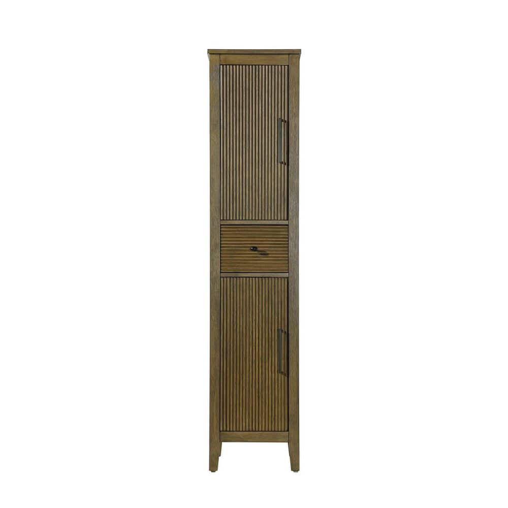 TIMELESS HOME 16 in. W x 18 in. D x 72 in. H Brown Freestanding Linen Cabinet (1)