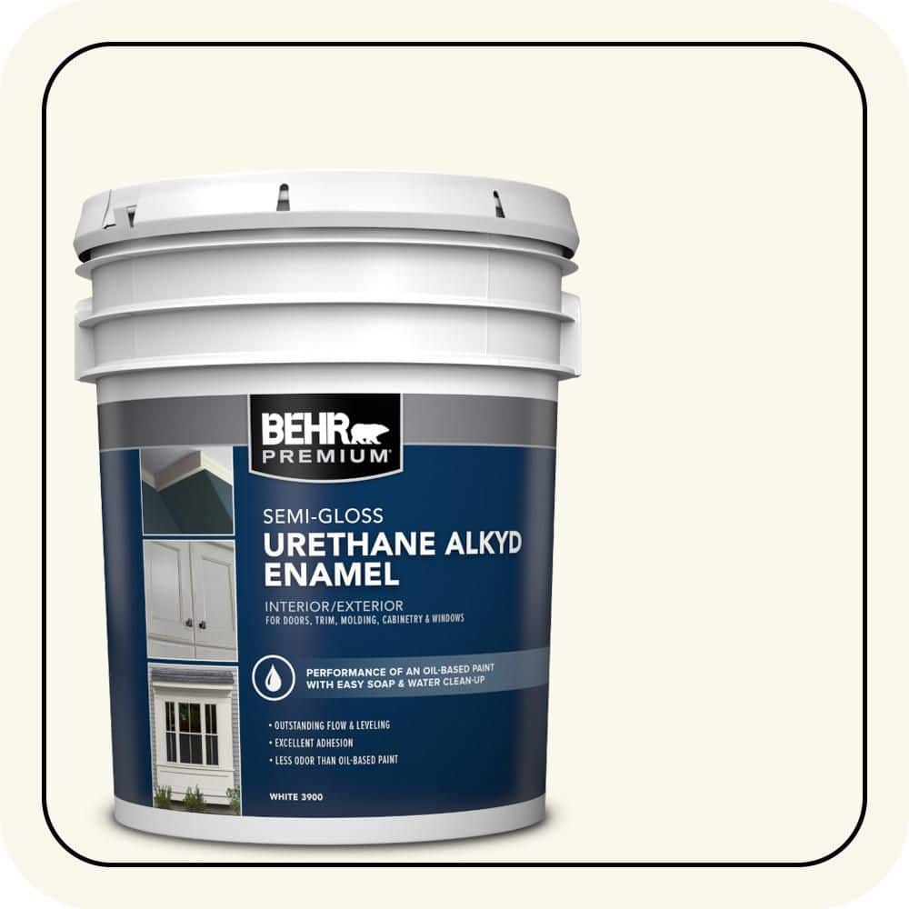 BEHR PREMIUM 5 gal. #YL-W10 Night Blooming Jasmine Urethane Alkyd Semi-Gloss Enamel Interior/Exterior Paint
