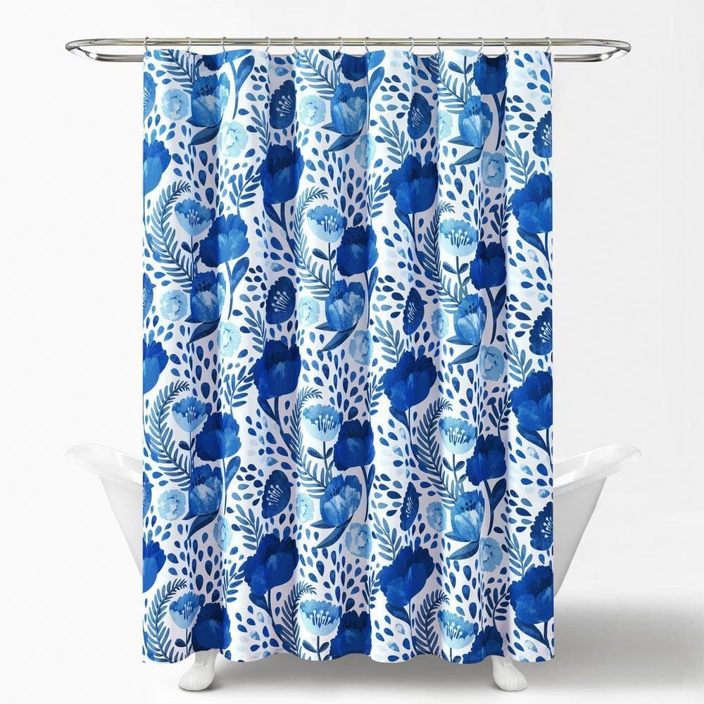 Lush Decor 72 in. x 72 in. Poppy Garden Shower Curtain Blue Single (2)