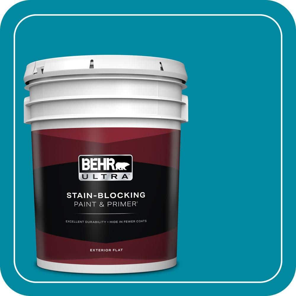 BEHR ULTRA 5 gal. #P480-6 Aruba Blue Flat Exterior Paint & Primer
