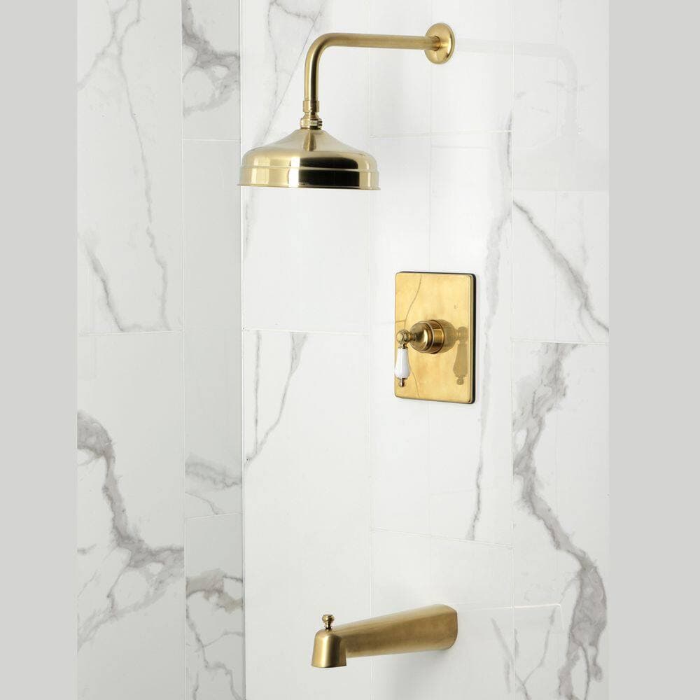 Kingston Brass Demure 1-Handle 1-Spray Tub and Shower Faucet 1.8 GPM in Brushed Brass (2)