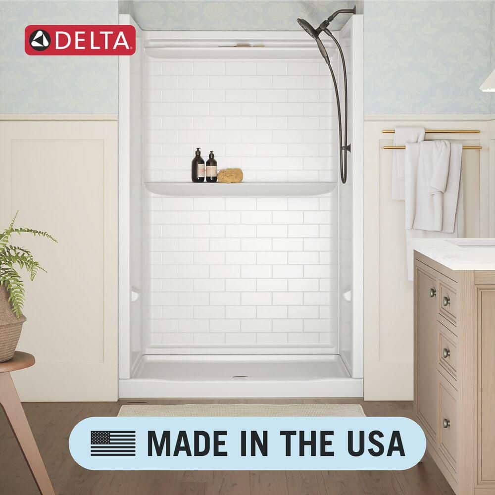 Delta Classic 500 Tile 60 in W 61.13 in H 32 in D Four piece Direct-to-stud Tub Surrounds in High Gloss White (3)