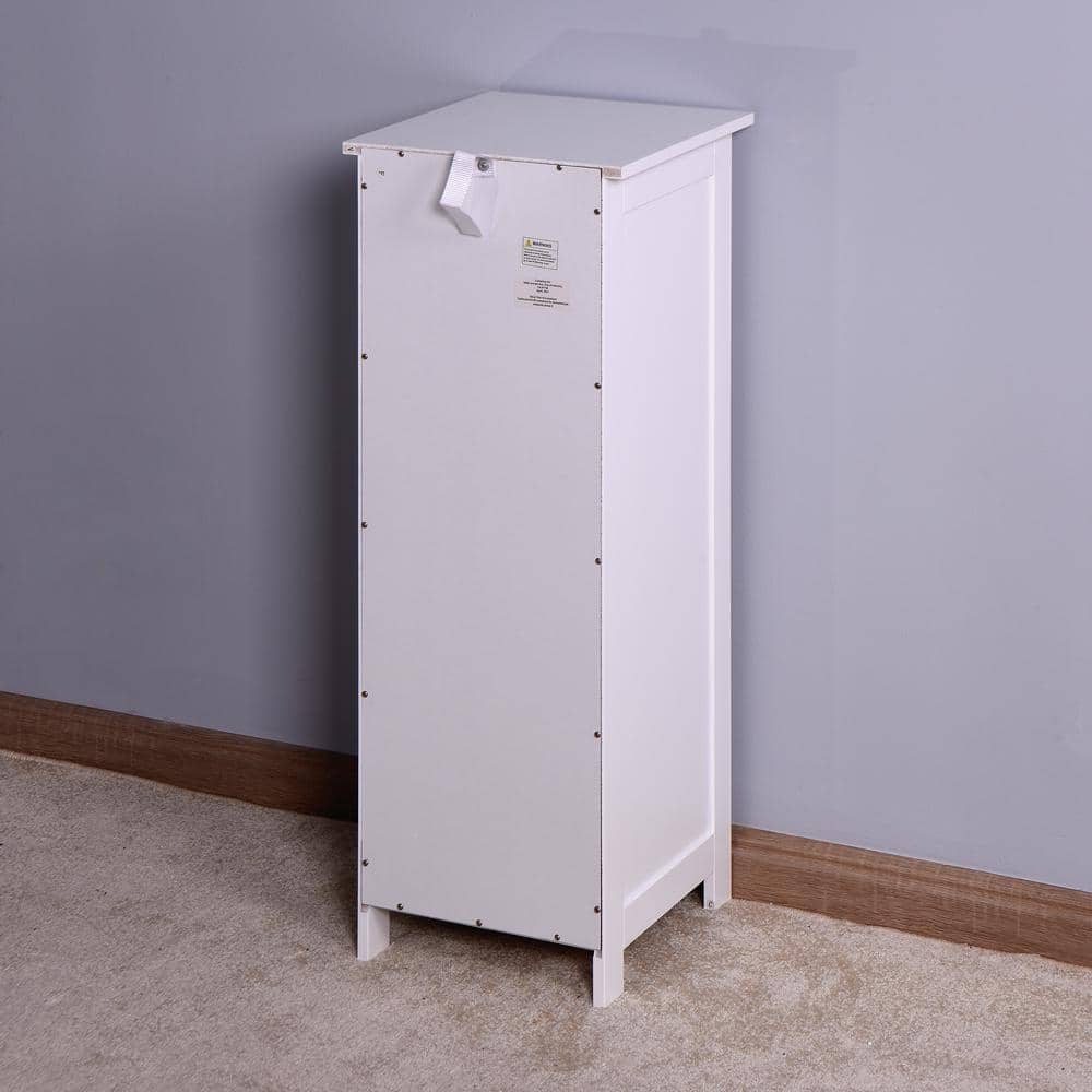 Tileon 11.8 in. W x 11.8 in. D x 32.3 in. H White MDF Free Standing Bathroom Storage Linen Cabinet Cupboard with 4 Drawers (2)