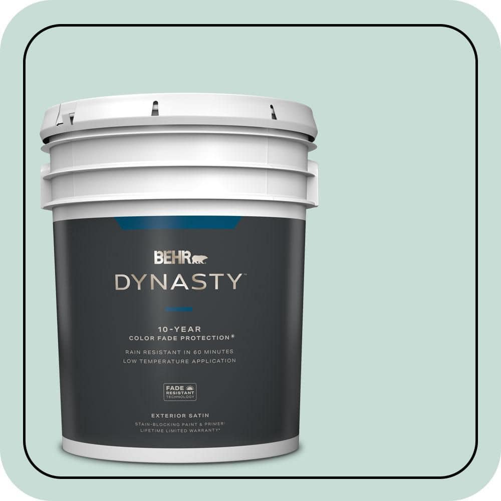 BEHR DYNASTY 5 gal. #MQ3-20 Whipped Mint Satin Enamel Exterior Stain-Blocking Paint & Primer