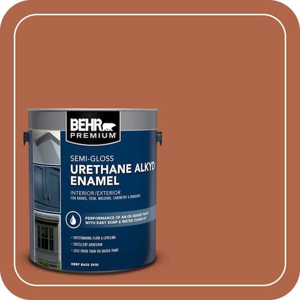 BEHR PREMIUM 1 gal. #M200-7 Rusty Gate Urethane Alkyd Semi-Gloss Enamel Interior/Exterior Paint (2)