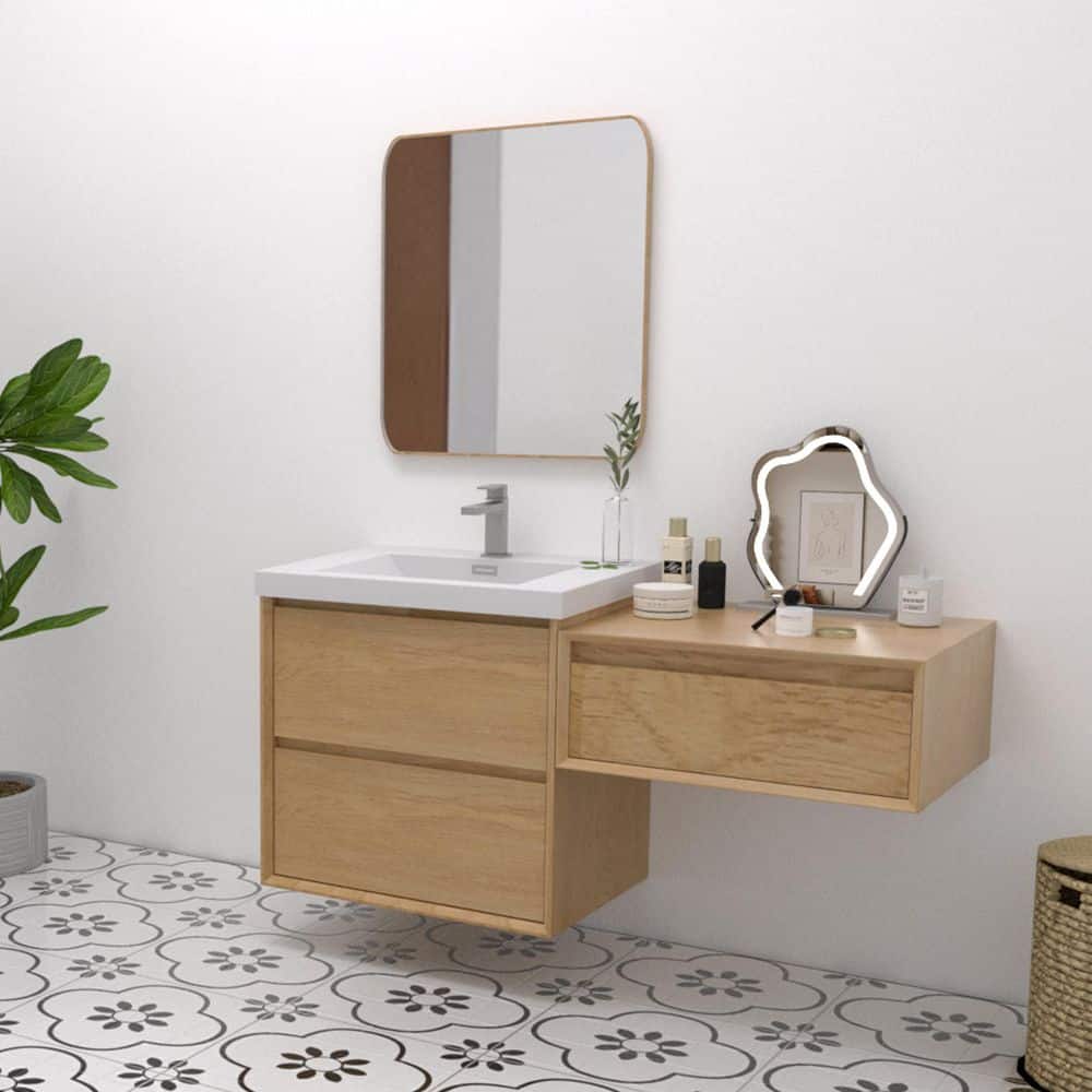 YASINU 24 in. W 19.29 in. D 10 in. H Wall Mounted Bathroom Storage Wall Cabinet Smoke Oak (2)
