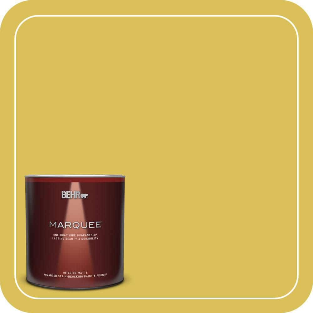 BEHR MARQUEE 1 qt. #P320-6A Flustered Mustard Matte Interior Paint & Primer