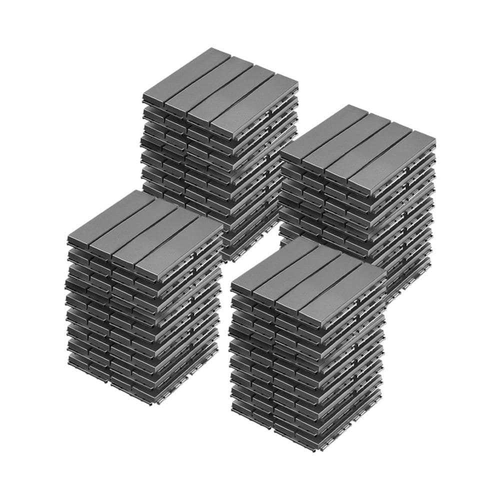 Afoxsos 1 ft. x 1 ft. Plastic PVC Interlocking Deck Tiles All Weather for Indoor and Outdoor Flooring in Dark Gray-(60-Pack) (1)