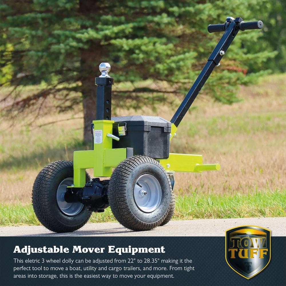 YARD TUFF Adjustable 3500 Lbs Capacity Electric Trailer Dolly, Green (3)