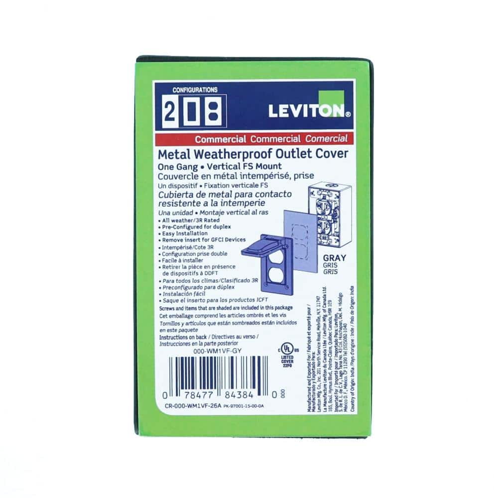 Leviton 1-Gang Weather-Proof Cover with Metal Flat Lid, Gray WM1H-GY (3)