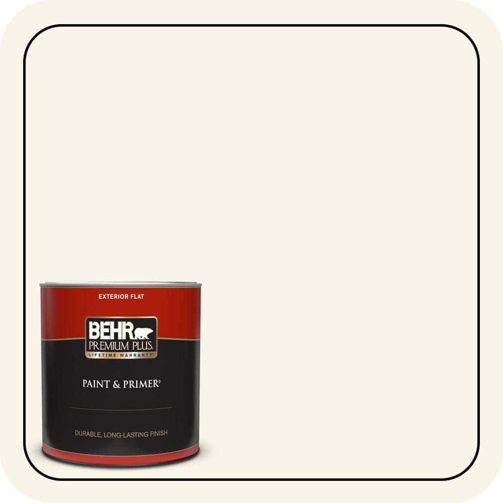 BEHR PREMIUM PLUS 1 Qt. #W-D-700 Powdered Snow Flat Exterior Paint & Primer