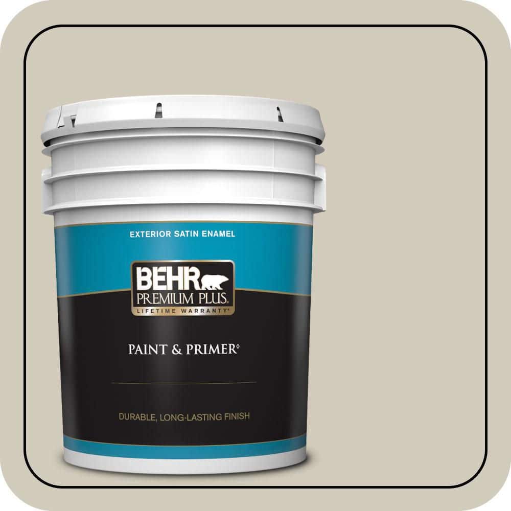 BEHR PREMIUM PLUS 5 gal. #MQ6-31 Shoreline Haze Satin Enamel Exterior Paint & Primer