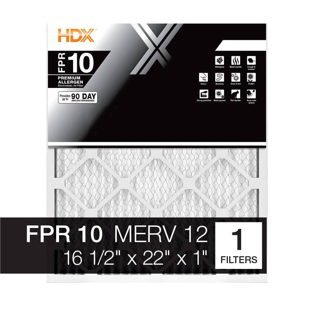HDX 16.5 in. x 22 in. x 1 in. Premium Pleated Air Filter FPR 10, MERV 12