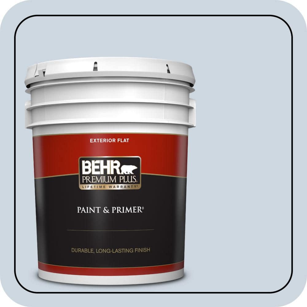 BEHR PREMIUM PLUS 5 gal. #MQ3-60 Blue Gossamer Flat Exterior Paint & Primer