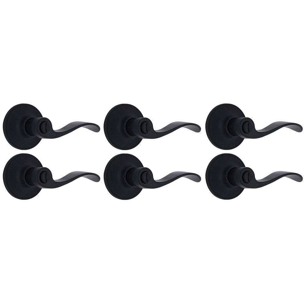 Defiant Wave Matte Black Bed/Bath Door Lever (6-Pack)