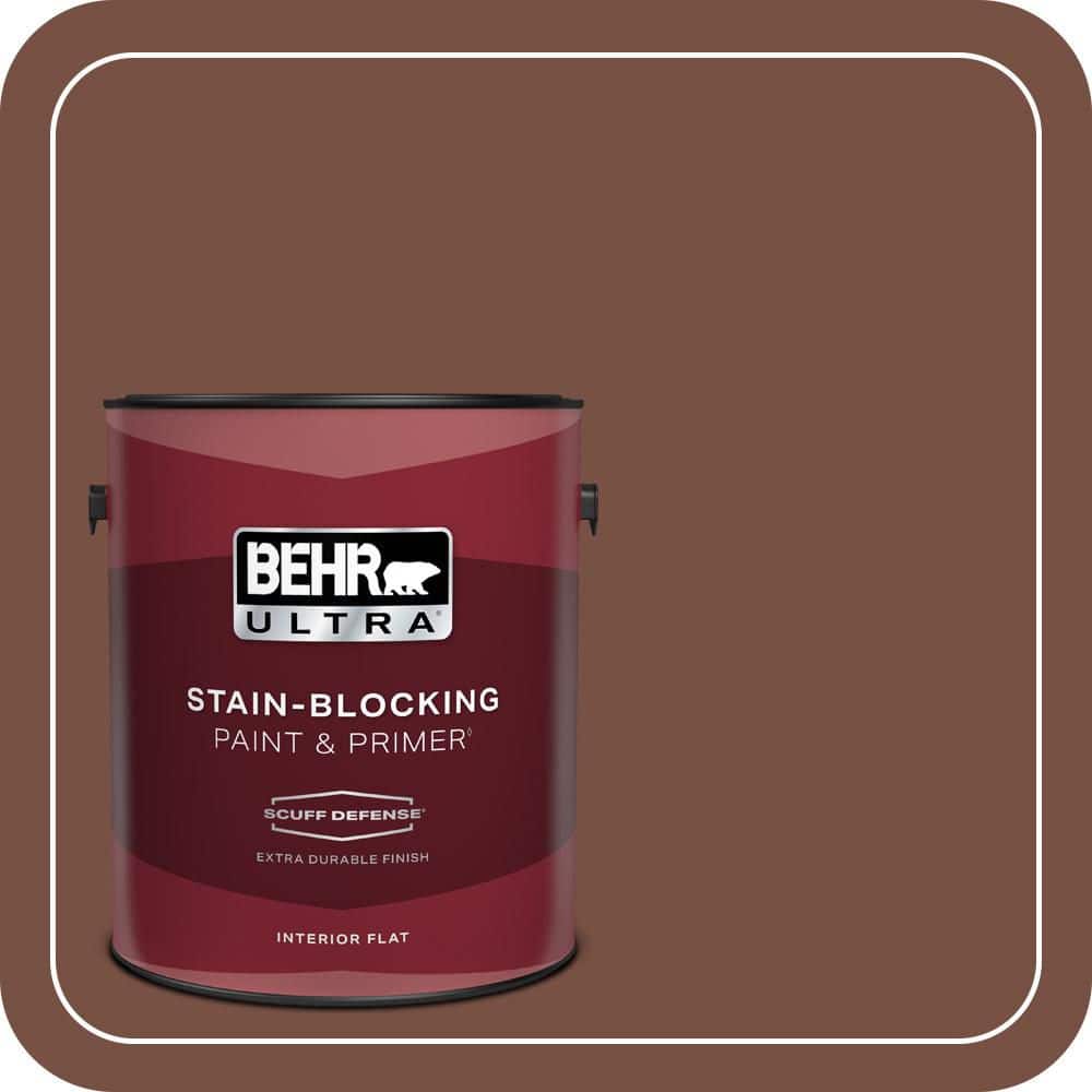 BEHR ULTRA 1 gal. #S190-7 Toasted Pecan Extra Durable Flat Interior Paint & Primer (1)