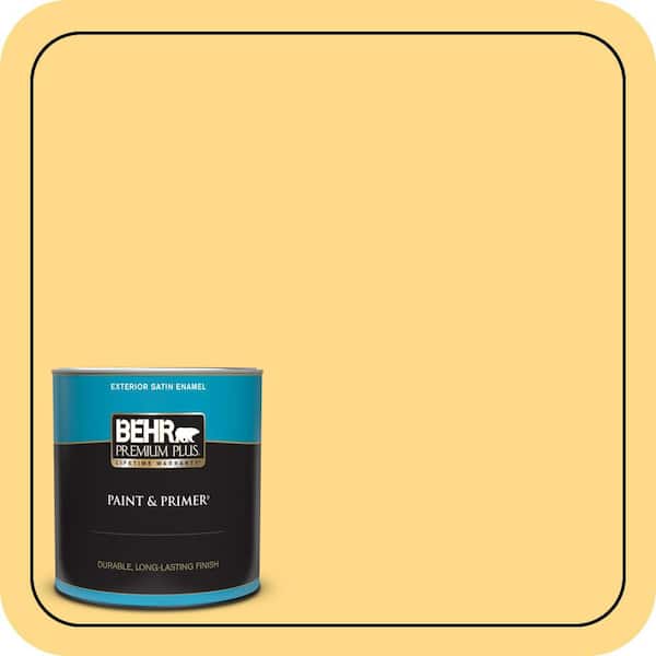 BEHR PREMIUM PLUS 1 qt. #P280-4 Surfboard Yellow Satin Enamel Exterior Paint & Primer (2)