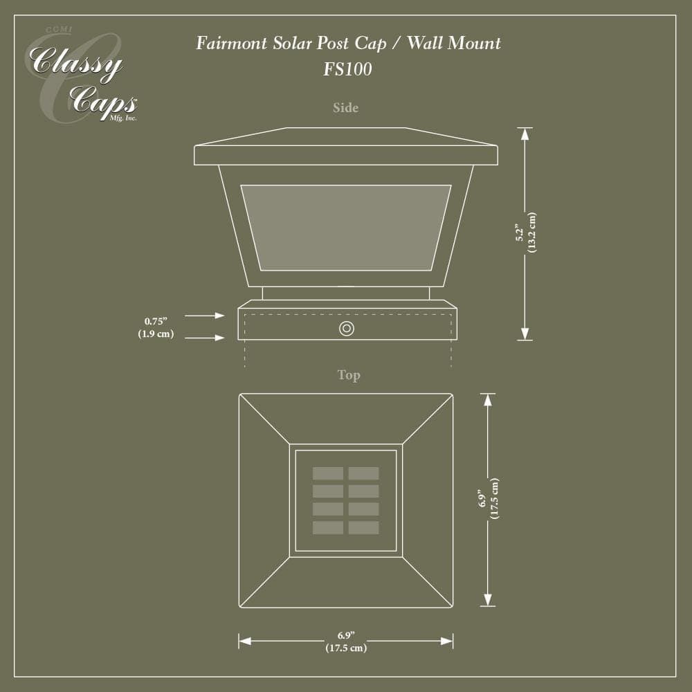 CLASSY CAPS 5 in. x 5 in./ 4 in. x 4 in. Black ABS Outdoor Fairmont Solar Post Cap (2-Pack) (2)