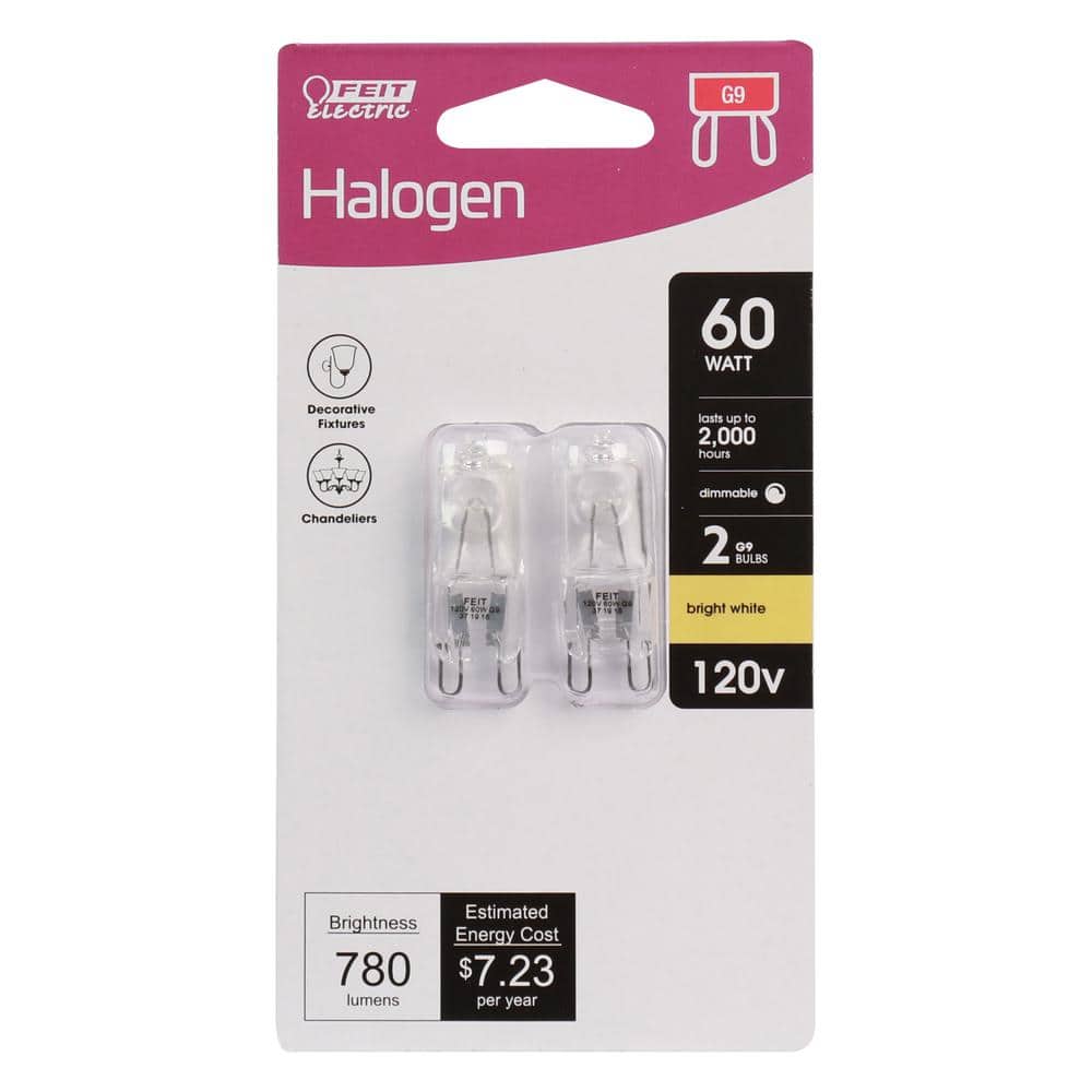 Feit Electric 60-Watt Bright White (3000K) T4 G9 Bi-Pin Base Dimmable Decorative Halogen Light Bulb (2-Pack) (4)