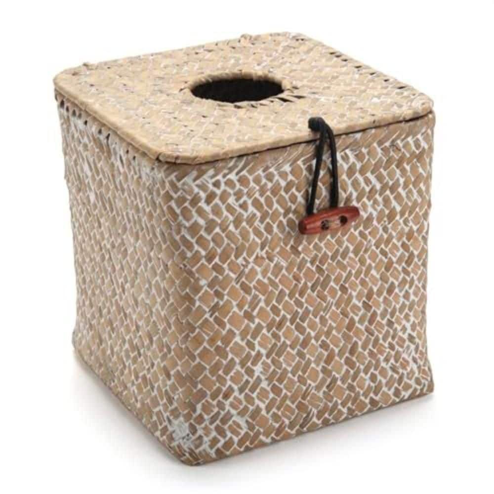 Numhew Natural Seagrass Square Tissue Box Cover, Woven Napkin Holder, Decorative for Bathroom, Farmhouse, Car and Office