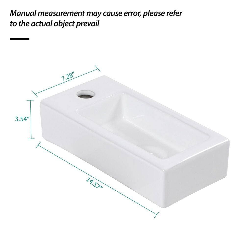 Dueyeeri 3.54 in. Ceramic Wall-Mounted Rectangular Bathroom Sink in White (2)