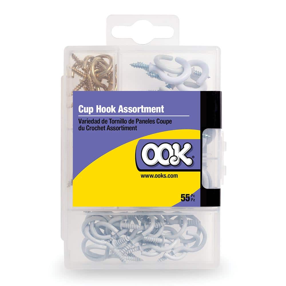 55-Pieces Cup Hook Assortment in Plastic Storage Container