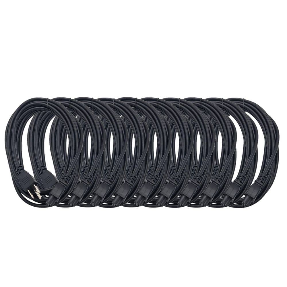 Micro Connectors, Inc 15 ft. (18AWG) / 3-Conductors (NEMA 5-15P to C5) Indoor Black AC Power Cord 10-Pack (1)