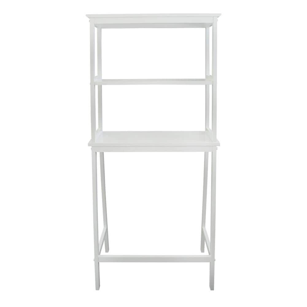 Casual Home Spacesaver 25 in. W x 61 in. H x 14 in. D White 100% Solid Wood Over-The-Toilet Storage Rack with Shelves (3)