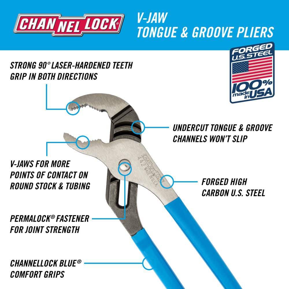 Channellock 12 in. V-Jaw Tongue and Groove Pliers (2)