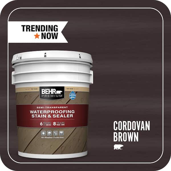 BEHR PREMIUM 5 gal. #ST-104 Cordovan Brown Semi-Transparent Waterproofing Exterior Wood Stain and Sealer (2)