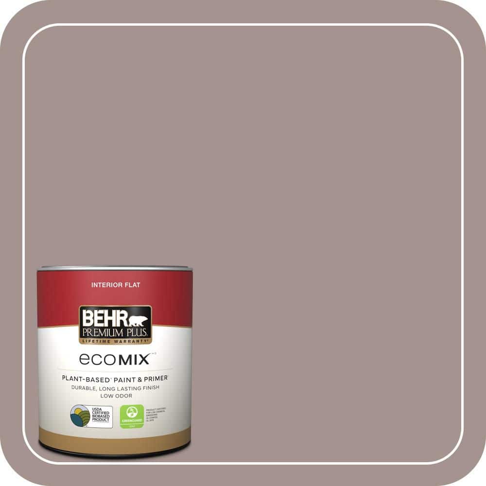 BEHR PREMIUM PLUS 1 qt. #740B-4 Suede Leather Flat EcoMix Plant-Based Interior Paint & Primer (1)