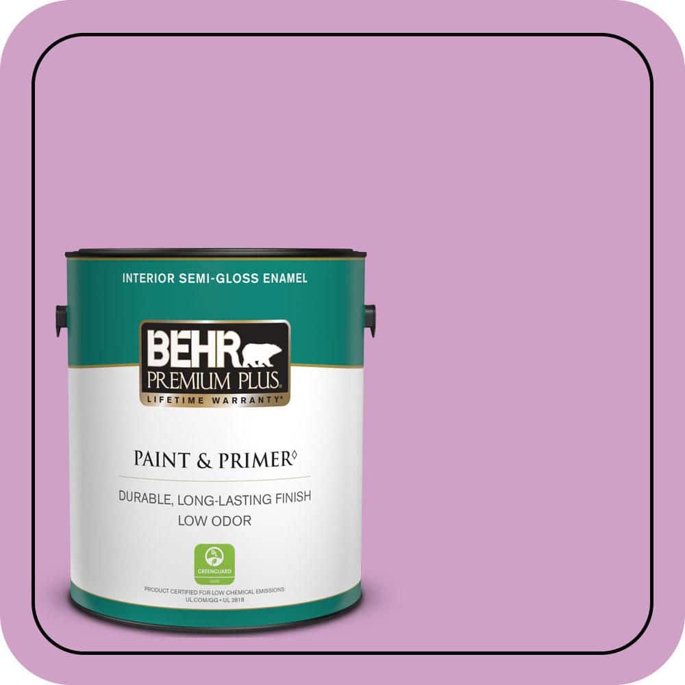 BEHR PREMIUM PLUS 1 gal. #670B-4 Geranium Bud Semi-Gloss Enamel Low Odor Interior Paint & Primer