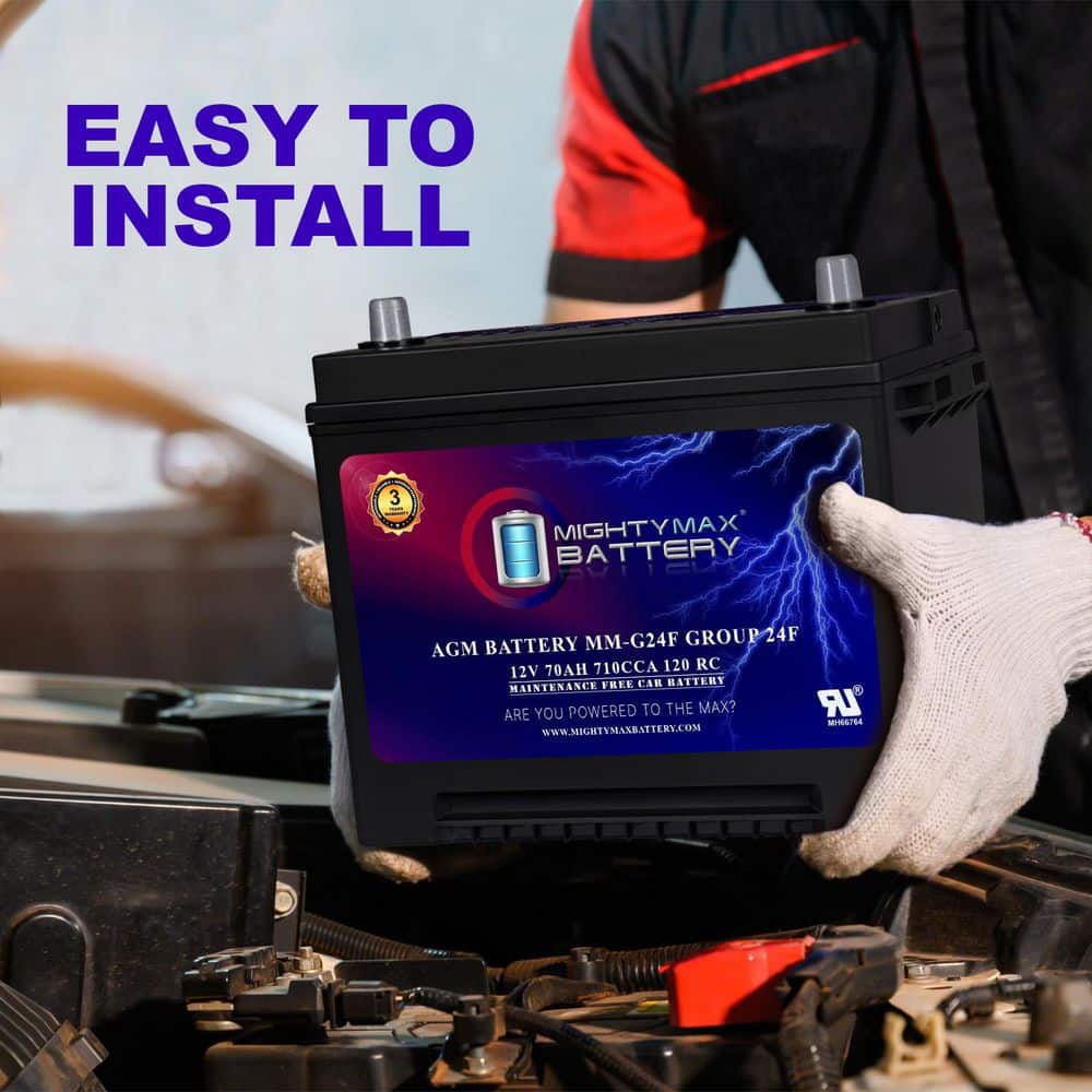 MIGHTY MAX BATTERY MM-G24F Group Size 24F 12V, 70Ah, 120RC, AGM, 710 CCA, Replacement Battery Compatible with Subaru DL 1. 6Liter 83 (3)