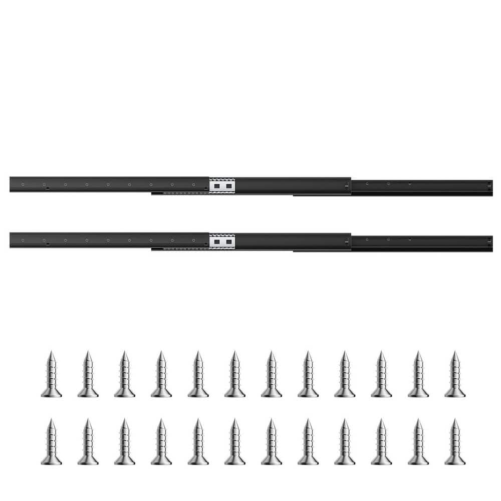 VEVOR Undermount Drawer Slides, 24 in., Full Extension Ball Bearing Cabinet Rails, 260 lbs. Capacity Heavy Duty Glides, Black (2)