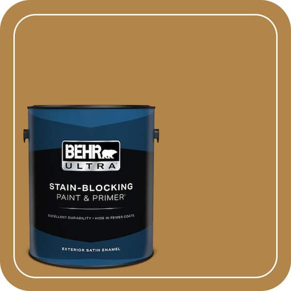 BEHR ULTRA 1 gal. #MQ4-9 Rice Curry Satin Enamel Exterior Paint & Primer (2)