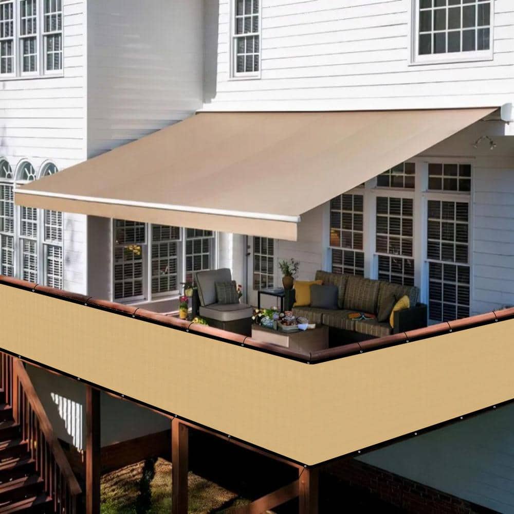Shatex Privacy Fence Screen Heavy-Duty 90% Blockage Shade Cover for Wall Garden Gazebo Backyard 4 ft. x 12 ft., Beige (2)