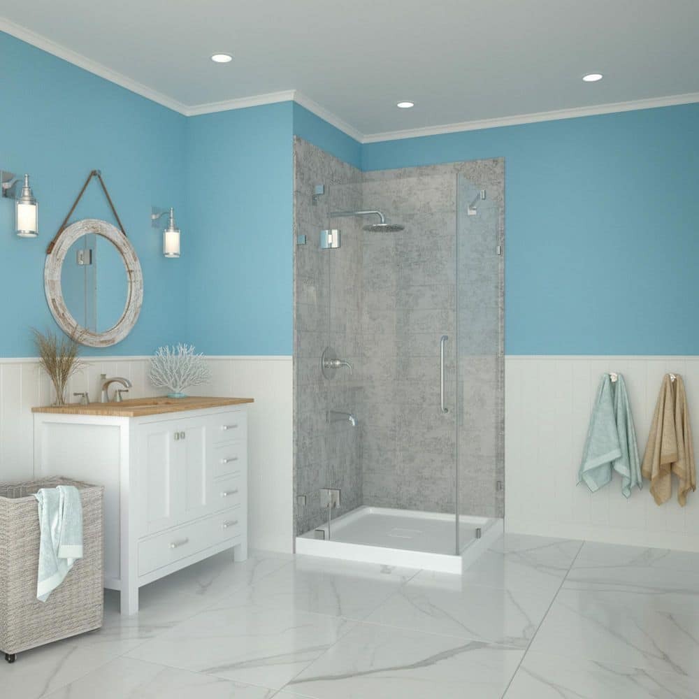 ANZZI SBHDX Series Series 36 in. L x 36 in. W Corner Shower Pan Base with Center Drain in Glossy White Marine-Grade Acrylic (2)
