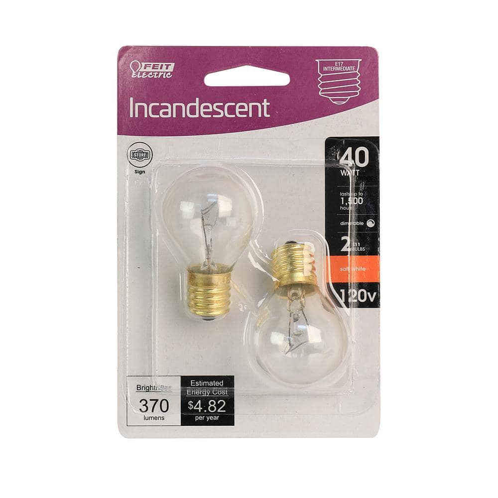 Feit Electric 40-Watt Soft White (2700K) S11 Intermediate E17 Base Dimmable Incandescent Light Bulb (2-Pack) (3)