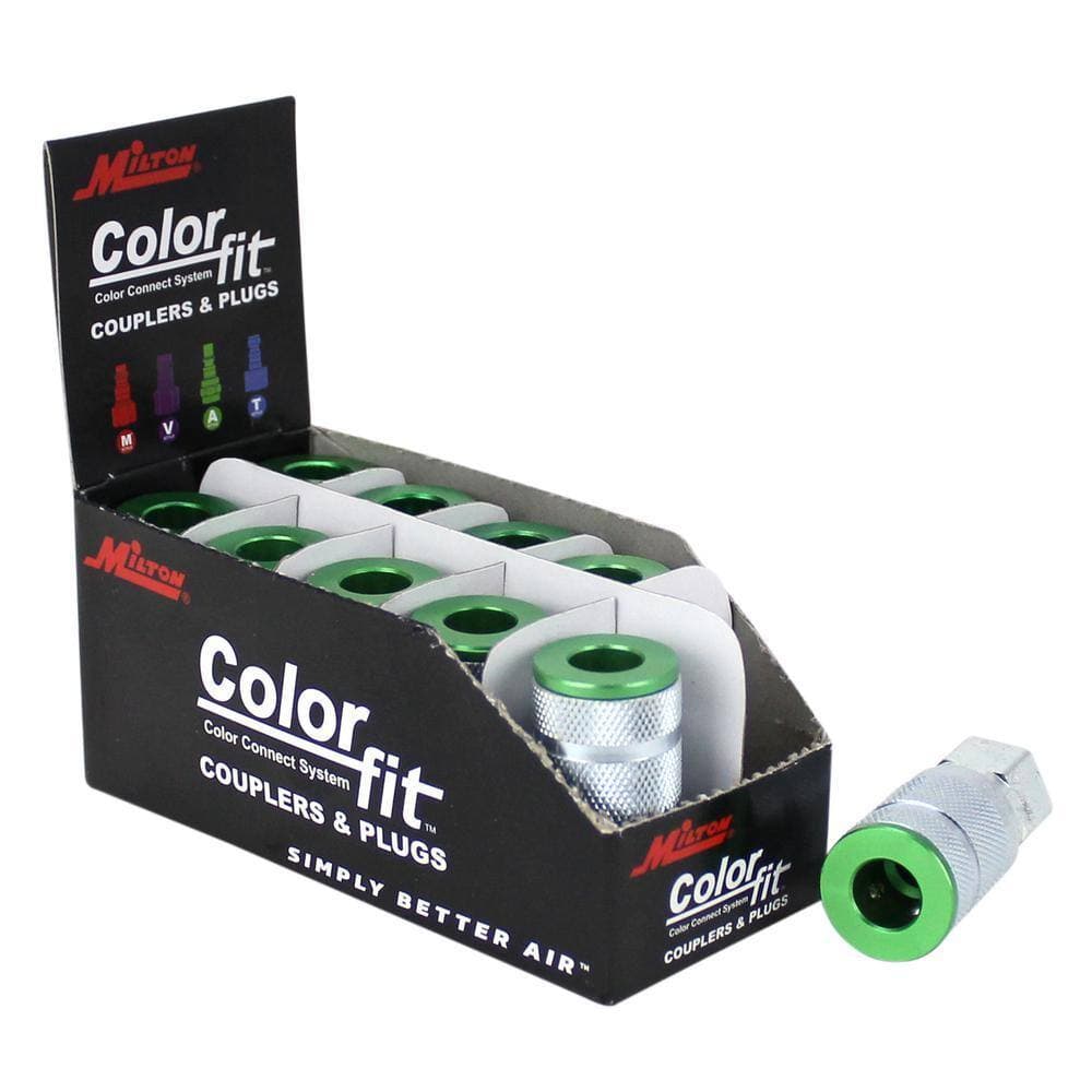 Milton 775 AC Pneumatic Couplers (A-Style, Green) - 1/4 in. NPT Female (Box of 10) (2)