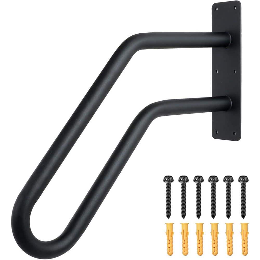 KIWDZFU 21.5 in. H x 21.5 in. W, Black, Metal, Stair Railing Kit, U Shaped Safety Grab Bars for Elderly (1)